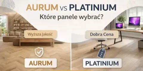 Porównanie klas paneli podłogowych: AURUM (wyższa jakość) vs PLATINIUM (dobra cena). Wybierz idealne rozwiązanie dla swojego domu.