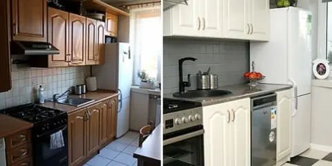 Metamorfoza kuchni za grosze: od brązowych mebli do jasnej, nowoczesnej przestrzeni.