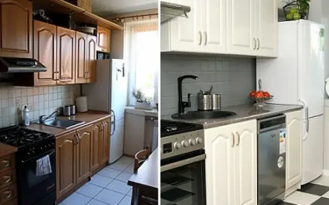 Metamorfoza kuchni za grosze: od brązowych mebli do jasnej, nowoczesnej przestrzeni.