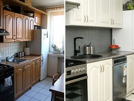 Metamorfoza kuchni za grosze: od brązowych mebli do jasnej, nowoczesnej przestrzeni.